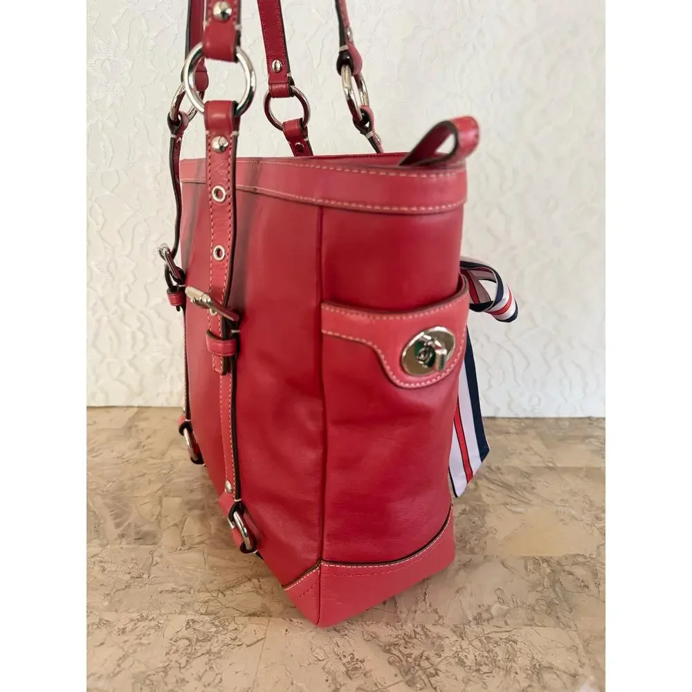 Coach Gallery F11524 red Leather tall Tote Shoulder Bag Purse